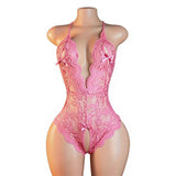 New Style Plus-size One-piece Lace Thin Jumpsuit Open-crotch No-removal Tight Seductive Lingerie European American