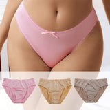 Hot Selling Solid Color Soft and Breathable Low-waist Women's Underwear Hipster With Bow Panties for Daily