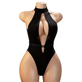 Open-Crotch Jumpsuit Halter Bodysuit Women's Sexy Lingerie Polyester ODM European American