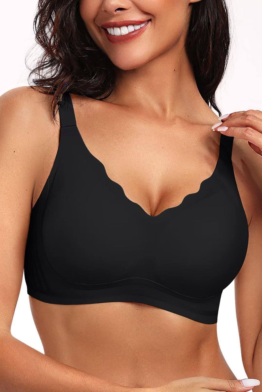 Cross-border Plus Size Underwear Jelly Wire Free Bra Three Quarters Cup Seamless Cotton Solid Custom European American Style