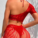 European American Sexy Lingerie Hollow Nylon One-Piece Pajamas