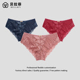 Mesh See-Through Sexy Panties Mid-Rise Lace Cross Strap Panties for Women Women's Sexy Underwear