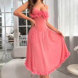 Luxury Lace & Mesh Nightdress – Elegant Women’s Transparent Sleepwear with Sophisticated Intricate Detailing
