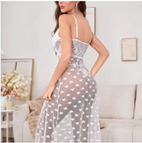 Luxury Lace Nightdress with Side Slit – Elegant Women’s See-Through Sleepwear and Sophisticated Alluring Nighty