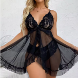 Luxury Lace-Trimmed Pajama Set – Elegant Women’s Nightdress and Sophisticated Sleepwear Collection