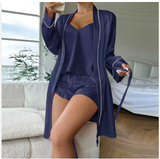 Luxury 3-Piece Summer Pajama Set – Elegant Women’s Cami, Shorts, and Sophisticated Matching Loungewear Wrap