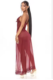 Luxury Sheer Mesh Long Nightgown – Elegant Floor-Length Sleepwear with Sophisticated Silhouette