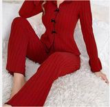 Luxury Autumn/Winter 2-Piece Pajama Set – Elegant Women’s Casual Home Outfit for Sophisticated Loungewear