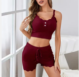Luxury 2-Piece Solid Pajama Set – Elegant Women’s Ultra-Soft Sleepwear for Sophisticated Home Comfort
