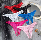 Women’s Luxury Embroidered Thong – Sheer Mesh Lace with Sophisticated Open-Crotch Design