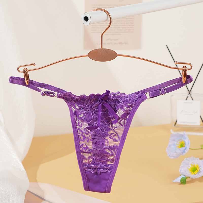 Low Rise Lace Transparent G String Panties Women Cotton Crotch Breathable Sexy Girl Adjustable Waist Band Thong