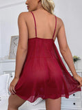 New European and American Style Sexy Women's Bowknot Mesh slip Nightdress Pajama Set .