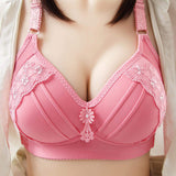 Wireless Bra for Women Thin Large Size Middle-aged and Elderly Moms Red Bra Adjustable Side Support Side Breast Collection Bra