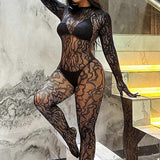Women Sexy Body Stocking Fishnet Stocking Full Body Back Open Lingerie Transparent One Piece Jumpsuit Erotic Bodysuit