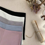 Vintage Summer Thin Safety Pants Women's Anti-exposure Ice Silk Leggings Seamless Ribbed Outerwear Shorts