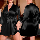 New Cross Border Pajamas for Women Plus-size Robe Loose and Comfortable Bathrobe Ice Silk Loungewear