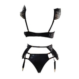 Women's Sexy Polyester Bodysuits 2 Piece Set with Hole Decoration
