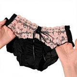 Women's Sexy Pure Desire Black-Pink Sweet Girl-Like Hollow Lace Breathable ODM Underwear