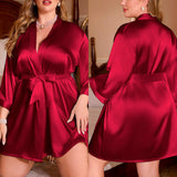 New Cross Border Pajamas for Women Plus-size Robe Loose and Comfortable Bathrobe Ice Silk Loungewear