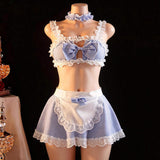 Plus-size Sexy Maid Costume Bow Butterfly Plaid Skirt Uniform Set Lingerie ODM European American