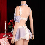 Plus-size Sexy Maid Costume Bow Butterfly Plaid Skirt Uniform Set Lingerie ODM European American