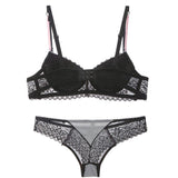 Large Size Sexy Slim Transparent Lace Lingerie Set Young Girl's Bra and Panties