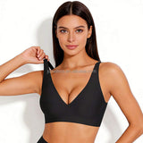 Jelly Bra Wireless Thin Cup Deep V Neckline with Breathable Nylon No-Underwire Comfort Bra Invisible Under Clothes OEM Available
