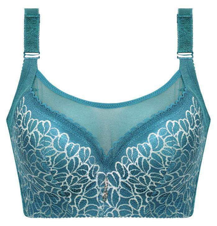 Comfortable Thin Lace Embroidered Women's Bra High Collar Plus Size Seamless Push-up Front Closure Sexy Underwear