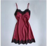 Luxury Lace-Trimmed Cami Nightdress – Elegant V-Neck Sleepwear in a Variety of Sophisticated Colors