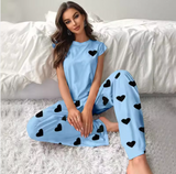 Women’s Silky-Soft Pajama Set – Elegant Flutter Sleeve Home Clothes with Printed & Solid Options