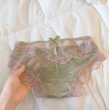 Lace Sexy Underwear Women's French Satin Pure Desire Mid-low Waist Breathable Girl's