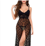 Luxury Lace Nightdress with Side Slit – Elegant Women’s See-Through Sleepwear and Sophisticated Alluring Nighty
