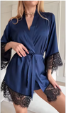 Luxury Japanese-Style Satin Robe – Elegant Alluring Nightgown with Sophisticated Kimono-Inspired Silhouette