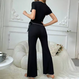 Spring/Summer 2026 Collection: Women’s Casual Short Sleeve Pajama Set with Matching Long Pants