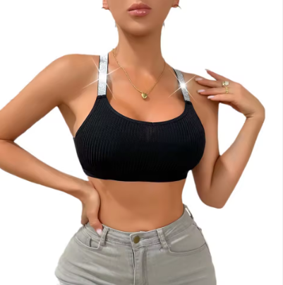 Chic Slim-Fit Camisole Crop Top – Contemporary Midriff-Length Design for Women