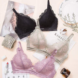 Women's Sexy Comfortable Wireless Push-Up Bralette with Lace Flower Embroidery Adjustable Convertible Bikini Panties Lingerie