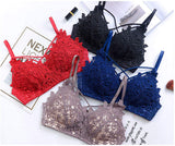 Thin Section Sexy Lace Bra Underwear Suit No Steel Ring Gather Triangle Cup Embroidery Decoration Wire-Free Support Waist Bikini