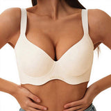 Plus-size Women's Wireless Bra Soft Thin 3/4 Cup Seamless Anti-sagging Solid Back Closure Minimizes Large Busts