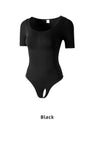 Women's Seamless Slimming Tummy Control Shapewear O Neck Jumpsuits Short Sleeve Long Sleeve Shaping Tank Top