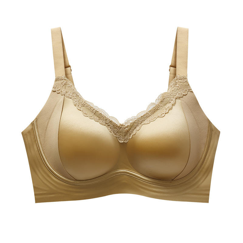 High Quality Breathable Thin Sexy Lace Solid Satin Push-Up Wire-Free Seamless Shaping Sleep Comfortable Bra for Women