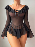 Sexy Off-shoulder Short-sleeve Flare Sleeve Pure Desire Style Polyester Chiffon Breathable & Eco-Friendly