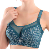 Comfortable Thin Lace Embroidered Women's Bra High Collar Plus Size Seamless Push-up Front Closure Sexy Underwear
