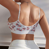 Soft Slim Breathable Floral Pattern Women Seamless Yoga Cotton Sports Tank Top Bra and Panty Sets