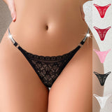 Sexy Women's Cross-Border Underwear Silver Ribbon Lace Stitching Thong Knitted High-Mid Rise Panties Low-rise Women's Underwear