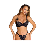 Women's Sexy Lace Lingerie 2-Piece Set Embroidered Bra and Panties Light Control Underwear