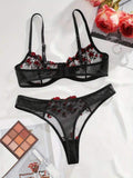 Sexy Set Lace Mesh Underwear Thong Sleepwear for Women