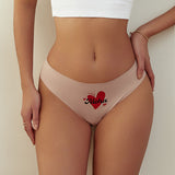 High Quality Breathable Cute Heart Pattern Soft High Resilience Traceless Lady Underpants T-back Women Thong Ice Silk Panties