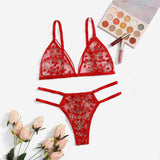 Hot Selling Women's Floral Lace Wire Bra and Panties Set See Through Ladies Sexy Lingerie Set