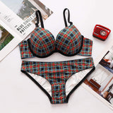 New Design Plaid Bra and Panty Bra Set Women's Underwear