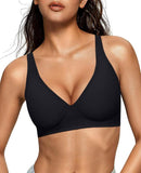 Womens Deep V Bras Wireless Comfortable Bra Supportive No Underwire Bras Tshirt Push up Bralettes Plunge Seamless Jelly Bra